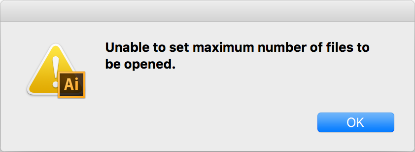 Unable to set maximum number of files to be opened.